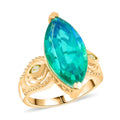Ever True Peacock Quartz (Triplet) and Peridot 8.50 ctw Peacock Feather Ring 18K YG Plated (Size 10.0) - Sticky add to cart bar
