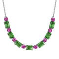 EverTrue Chartreuse Quartz (Triplet) and Lab Created Ruby 18.60 ctw Floral Vine Necklace in Platinum Bond and Stainless Steel 18-20 Inches - Sticky add to cart bar