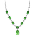 EverTrue Chartreuse Quartz (Triplet) and White Zircon 15.70 ctw Drop Necklace 18-20 Inches in Platinum Bond - Sticky add to cart bar