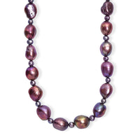 Multi Color Pearl (D) Necklace in Rhodium Over Sterling Silver 20 Inches