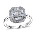 Luxuriant Lab Grown Diamond Ring in Rhodium Over Sterling Silver (Size 10.0) 0.50 ctw - Sticky add to cart bar