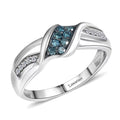 Luxuriant Lab Grown Blue and White Diamond (SI) Celestial Swirl Ring in Rhodium Over Sterling Silver (Size 10.0) 0.20 ctw - Sticky add to cart bar