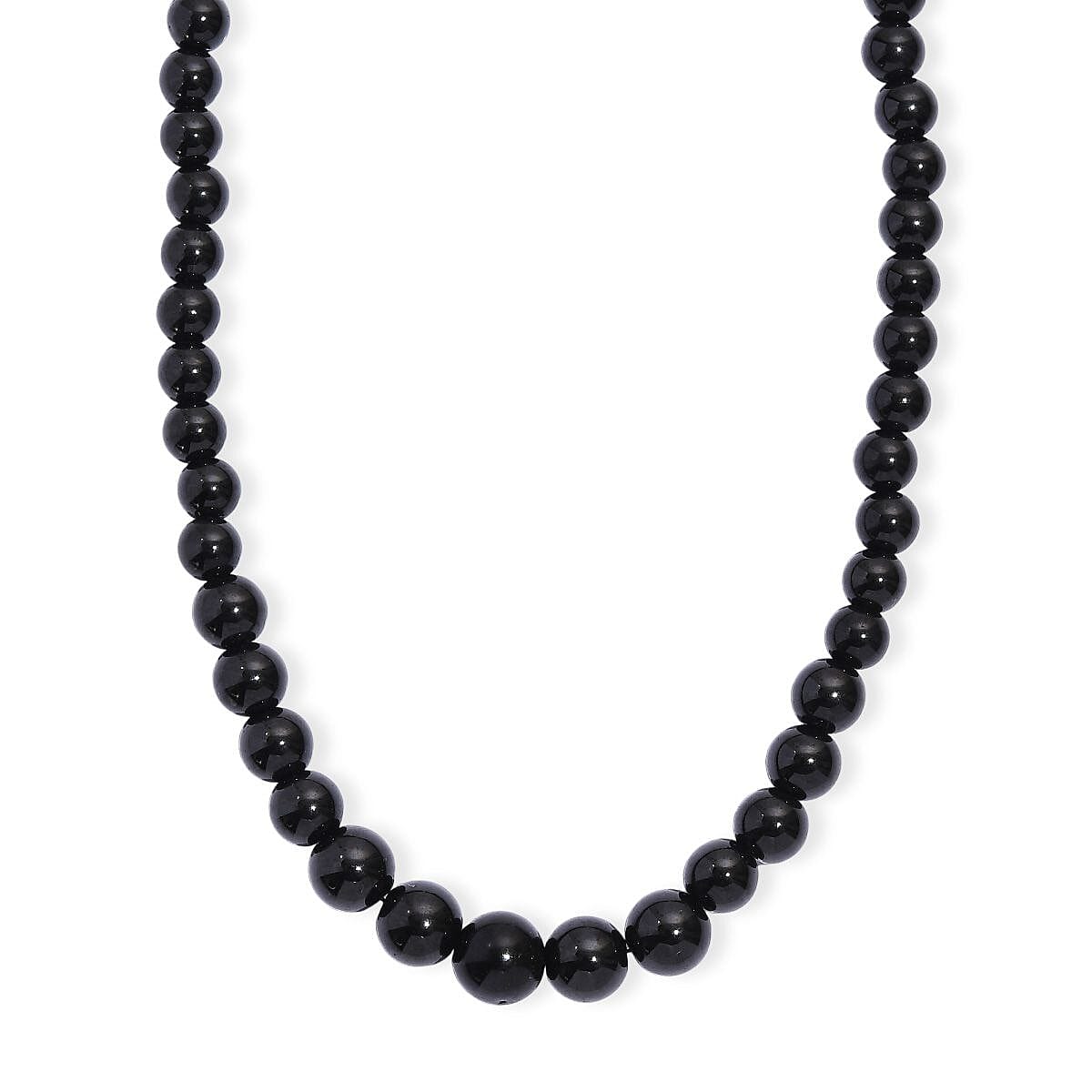 Thai Black Spinel 170.00 ctw Beaded Necklace in Rhodium Over Sterling Silver 18 -20 Inches