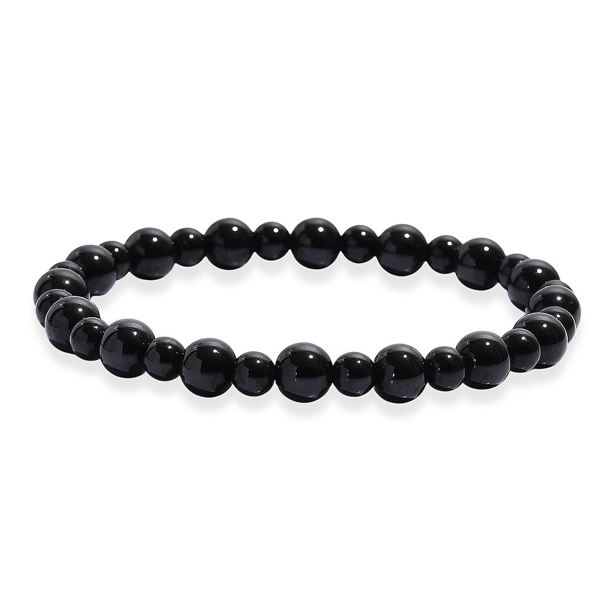 Thai Black Spinel 150.00 ctw Beaded Stretch Bracelet