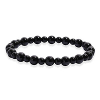 Thai Black Spinel 150.00 ctw Beaded Stretch Bracelet