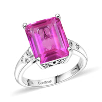 Ever True Patroke Quartz, White Zircon Ring in Platinum Bond (Size 10.0) 7.00 ctw