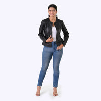 "100% Genuine Lamb Sueade jacket with fur lining  Size - M Color - Black with Floral Lining L - 22 x W - 19.29 Inch"