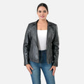 Black Shimmer 100% Genuine Lamb Leather Jacket - L - Sticky add to cart bar