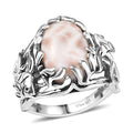 D'Joy Artisan Crafted Pink Natrolite 7.65 ctw Fish Ring in Sterling Silver - Sticky add to cart bar