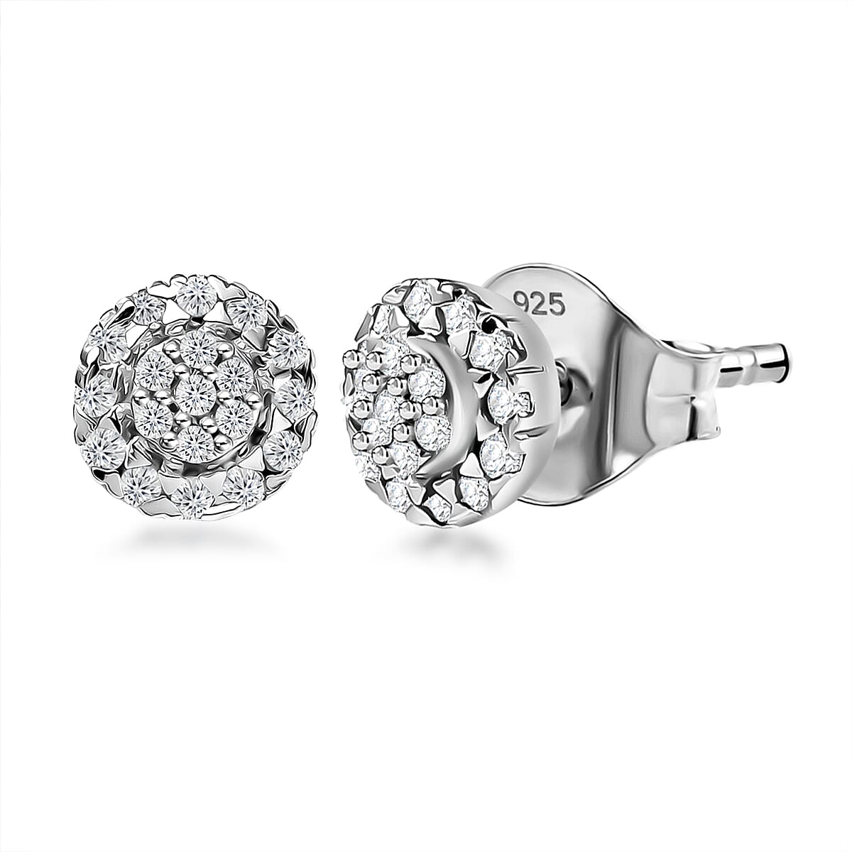 D'Joy Diamond Stud Earrings in Rhodium Over Sterling Silver 0.23 ctw