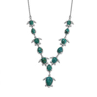 EverTrue Chrysocolla 19.20 ctw Traveling Turtle Necklace in Platinum Bond 18 Inches