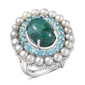 Ever True Chrysocolla, Multi Gemstone Embraces the Ocean Ring in Platinum Bond (Size 10.0) 13.75 ctw - Sticky add to cart bar