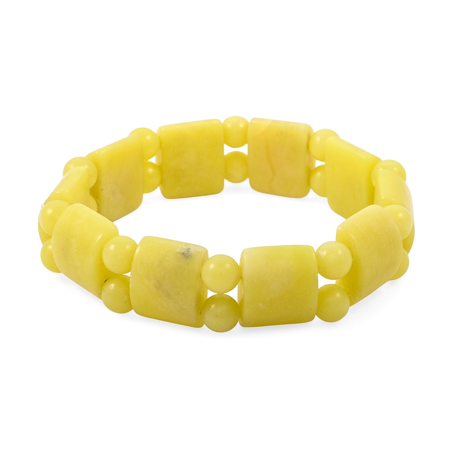 Olive Jade 145.05 ctw Tanker Stretch Bracelet (6-7In)