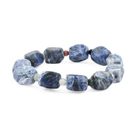 Sodalite Faceted and Multi Gemstone 112.25 ctw Irregular Nugget Beaded Stretch Bracelet