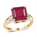 D'Joy Asscher Cut Premium Niassa Ruby (FF), Diamond Ring in 18K Vermeil YG Over Sterling Silver (Size 10.0) 7.40 ctw - Sticky add to cart bar