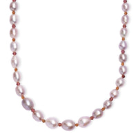 Lavender Pearl, Orissa Rhodolite Garnet and Hessonite Garnet 10.00 ctw Necklace in 18K Vermeil YG Over Sterling Silver 18 Inches