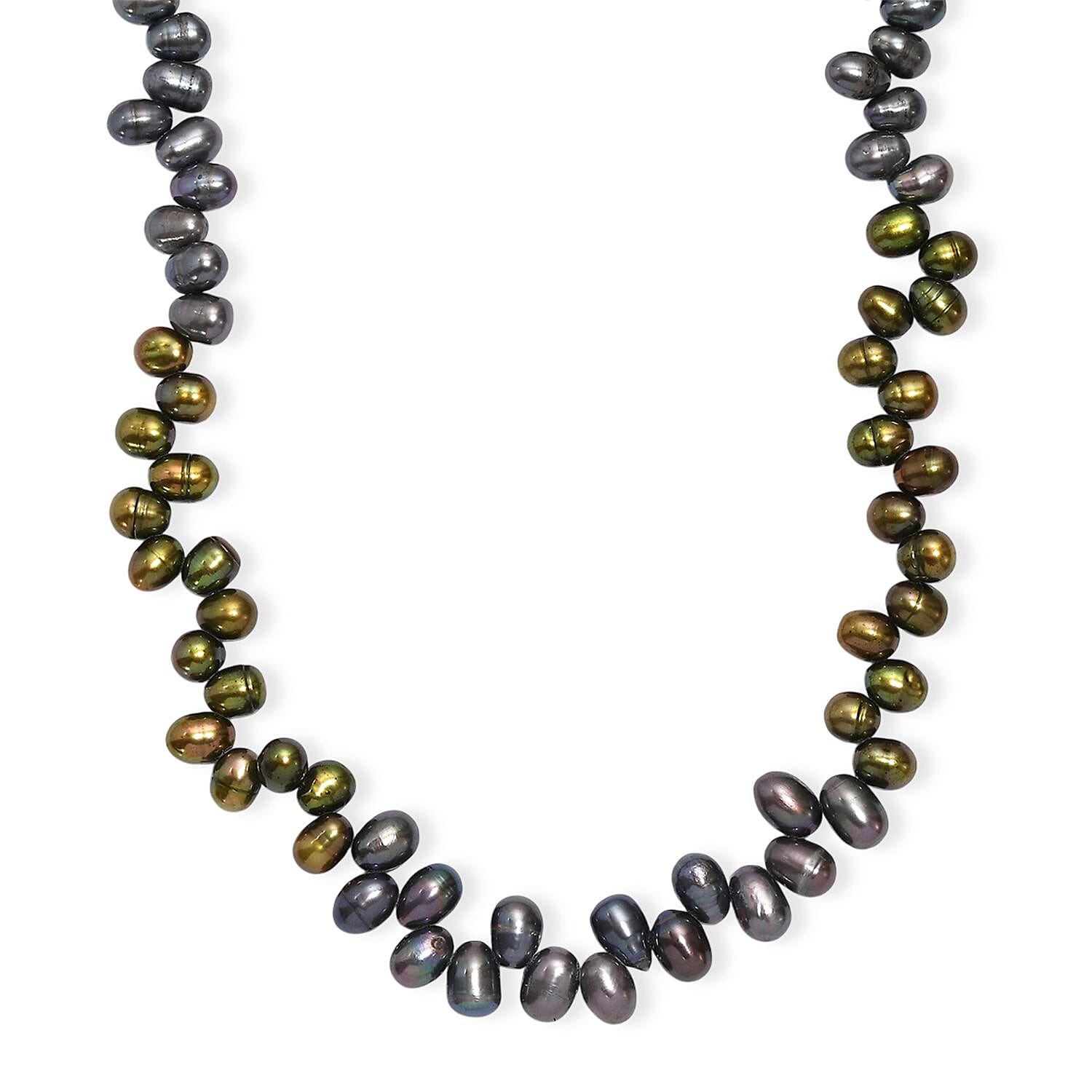Multi Color Pearl (D) Necklace in Rhodium Over Sterling Silver 18 Inches