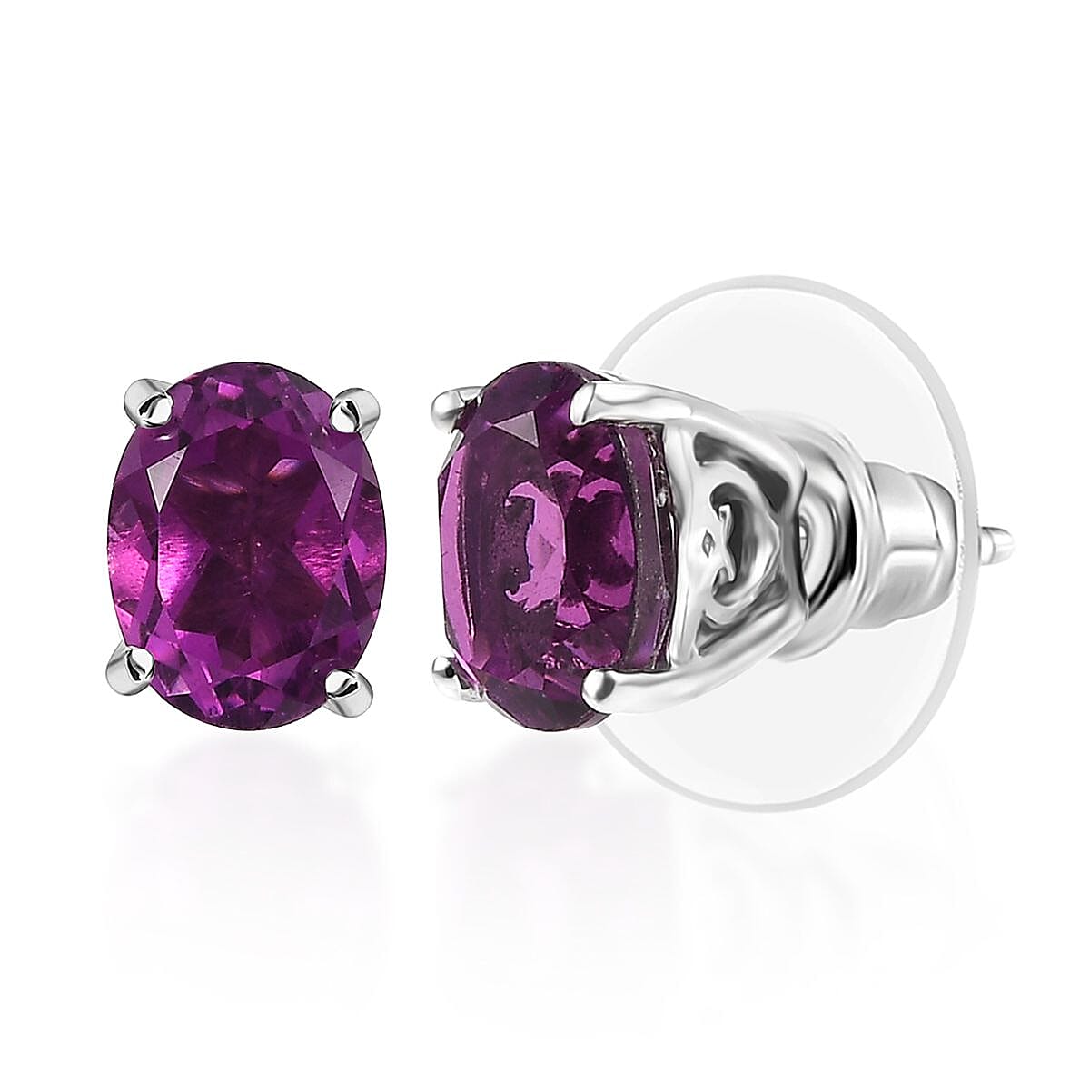 D'Joy African Lilac Quartz (Triplet) 3.00 ctw Stud Earrings in Platinum Over Sterling Silver