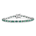 D’Joy Premium Kagem Zambian Emerald, Moissanite Bracelet in Rhodium Over Sterling Silver (6.50 In) 6.45 ctw - Sticky add to cart bar