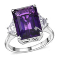 D'Joy Lusaka Amethyst and Moissanite 8.15 ctw Ring in Rhodium Over Sterling Silver (Size 10.0) - Sticky add to cart bar