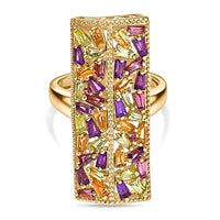 GP African Amethyst and Multi Gemstone Ring in 18K Vermeil YG Over Sterling Silver (Size 6.5) 3.01 ctw