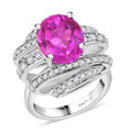 Ever True Radiant Orchid Quartz (Triplet) and White Zircon 6.35 ctw Ring in Platinum Bond - Sticky add to cart bar