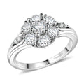D'Joy Moissanite 1.25 ctw Floral Ring in Rhodium Over Sterling Silver - Sticky add to cart bar