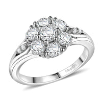 D'Joy Moissanite 1.25 ctw Floral Ring in Rhodium Over Sterling Silver