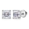 Asscher Cut Moissanite 3.90 ctw Solitaire Stud Earrings in 950 Platinum - Sticky add to cart bar