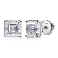 Asscher Cut Moissanite 3.90 ctw Solitaire Stud Earrings in 950 Platinum