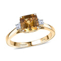 10K Yellow Gold AAA Golden Turkizite, Luxuriant Lab Grown Diamond (E-F, VS) Ring (Size 10.0) 1.75 ctw - Sticky add to cart bar