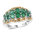 TLV D’joy Kagem Zambian Emerald, White Zircon Ring in 18K Vermeil YG Over Sterling Silver (Size 10.0) 1.90 ctw - Sticky add to cart bar