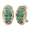 D'Joy Kagem Zambian Emerald Omega Clip Earrings in 18K Vermeil YG and Rhodium Over Sterling Silver 2.10 ctw - Sticky add to cart bar