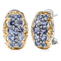 D'Joy Kagem Zambian Emerald Omega Clip Earrings in 18K Vermeil YG and Rhodium Over Sterling Silver 2.10 ctw
