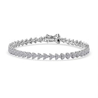 Luxuriant Lab Grown Diamond G-H SI 4.00 ctw Waves of Grace Bracelet in Rhodium Over Sterling Silver (7.25 In)