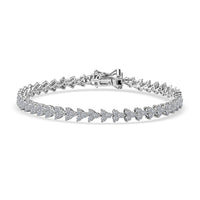 Luxuriant Lab Grown Diamond G-H SI 4.00 ctw Waves of Grace Bracelet in Rhodium Over Sterling Silver (7.25 In)