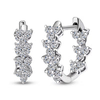 Luxuriant Lab Grown Diamond G-H SI 2.15 ctw Waves of Grace Hoop Earrings in Rhodium Over Sterling Silver