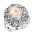 D'Joy Pink Natrolite and Multi Gemstone 5.25 ctw Art Deco Ring in Rhodium Over Sterling Silver - Sticky add to cart bar