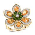 D'Joy Tanzanian Mandarin Garnet, Multi Gemstone Cherry Blossom Ring in 18K Vermeil YG Over Sterling Silver (Size 10.0) 5.08 ctw - Sticky add to cart bar