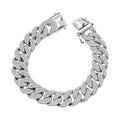 Epic Deal Moissanite Curb Chain Mens Bracelet in Rhodium Over Sterling Silver (6.50 In) 9.10 ctw - Sticky add to cart bar