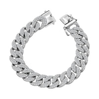 Epic Deal Moissanite Curb Chain Mens Bracelet in Rhodium Over Sterling Silver (6.50 In) 9.10 ctw