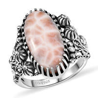 D'Joy Artisan Crafted Pink Natrolite 7.60 ctw Ring in Sterling Silver