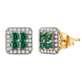Premium Kagem Zambian Emerald and Luxuriant Lab Grown Diamond I1 1.00 ctw Earrings in 18K Vermeil Yellow Gold Over Sterling Silver - Sticky add to cart bar
