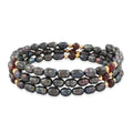 Black Freshwater Pearls with Garnet 7.00 ctw Beads Memory Wire Bracelet (7 In) - Sticky add to cart bar