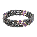 Black Freshwater Pearls with Purple Quartz 7.00 ctw Beads Memory Wire Bracelet (7 In) - Sticky add to cart bar