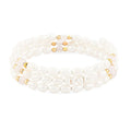 White Freshwater Pearls with Rose Quartz 7.00 ctw Beads Memory Wire Bracelet (7 In) - Sticky add to cart bar