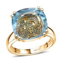 GP Celestial Dream Collection Sky Blue Topaz and White Zircon 8.80 ctw Ring in 18K Vermeil Yellow Gold Over Sterling Silver (Size 10.0)