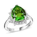 D’Joy Chartreuse Quartz (Triplet) and White Zircon 5.15 ctw Forest Dew Ring in Platinum Over Sterling Silver - Sticky add to cart bar