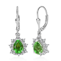 D'Joy Chartreuse Quartz (Triplet) and White Zircon 3.15 ctw Forest Dew Earrings in Platinum Over Sterling Silver