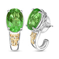 EverTrue Chartreuse Quartz (Triplet) and White Zircon 12.40 ctw Floral J-Hoop Earrings in 18K YG Plated and Platinum Bond - Sticky add to cart bar